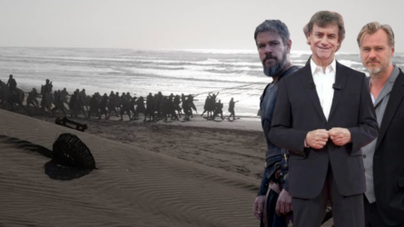 Alberto Angela insieme a Christopher Nolan e Matt Damon durante l'intervista per la prima puntata di Noos