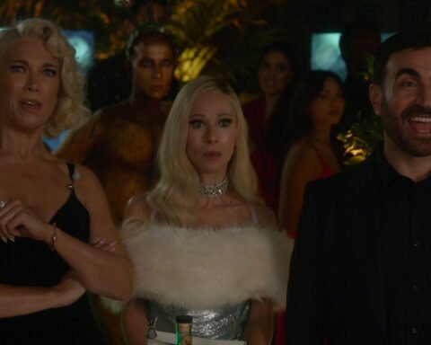 Ted Lasso e i protagonisti della quarta stagione nell'episodio 4x06 della serie Apple Tv