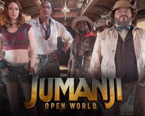 Dwayne Johnson e il cast, in un'immagine promozionale del nuovo film Jumanji