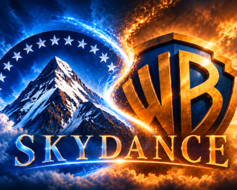 Logo Skydance insieme ai simboli di Paramount e Warner Bros. dopo l'annuncio del nome ufficiale del nuovo gruppo