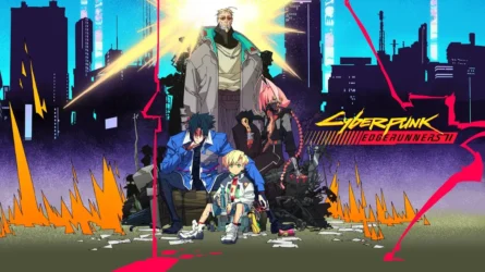 Illustrazione promozionale di Cyberpunk: Edgerunners 2, ambientato a Night City