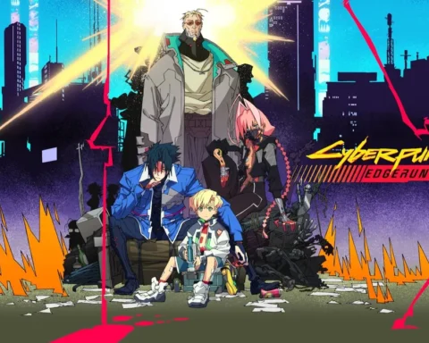Illustrazione promozionale di Cyberpunk: Edgerunners 2, ambientato a Night City