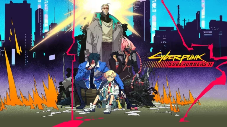 Illustrazione promozionale di Cyberpunk: Edgerunners 2, ambientato a Night City