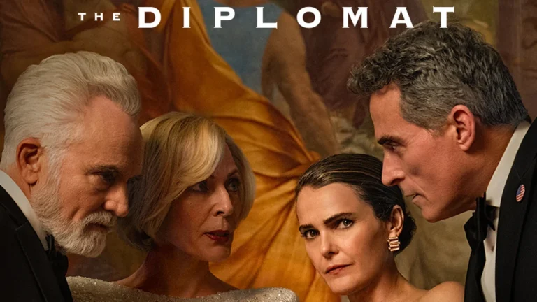 Keri Russell e Rufus Sewell nei ruoli di Kate e Hal Wyler nella quarta stagione di The Diplomat su Netflix.