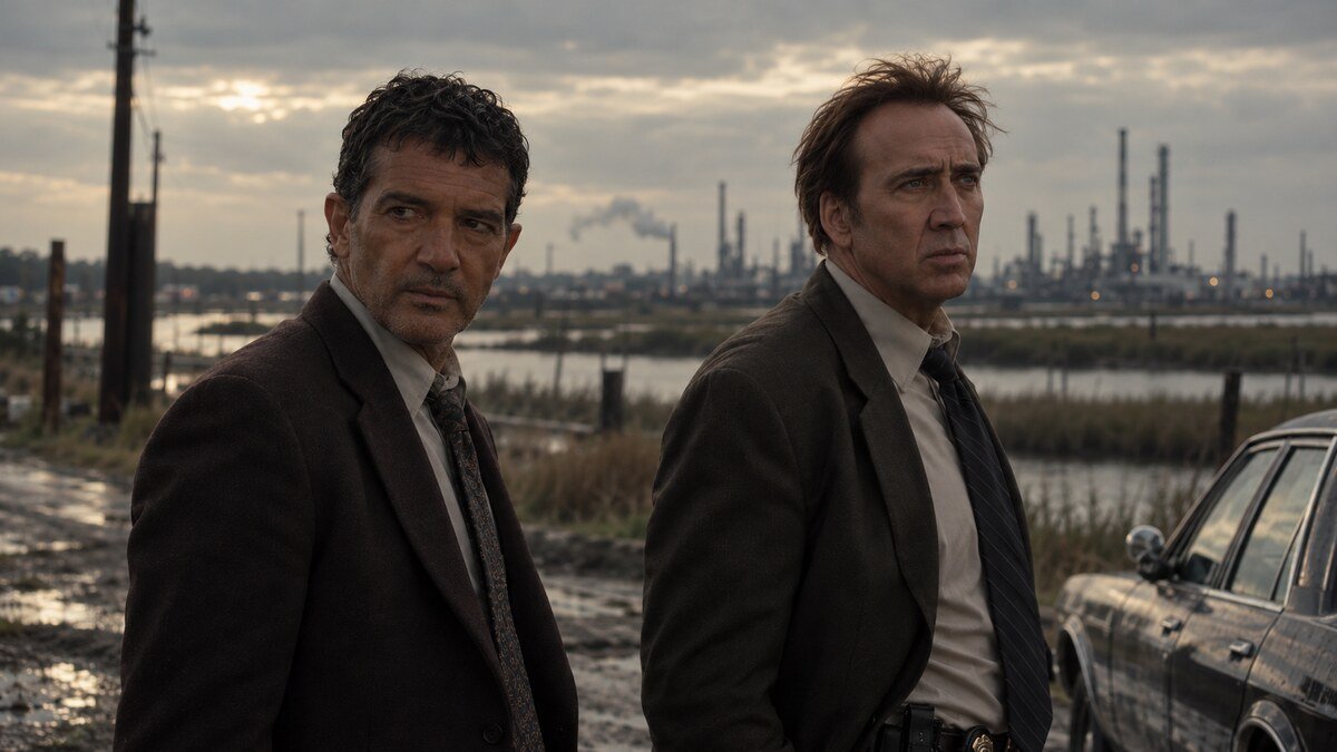 Antonio Banderas e Nicolas Cage, protagonisti della quinta stagione di True Detective, ambientata a Jamaica Bay, New York.