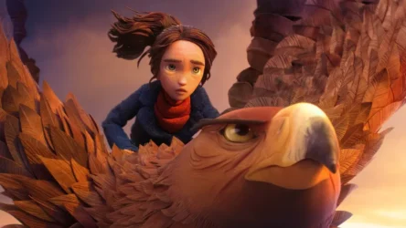 Prue e un'aquila gigante in una scena del film Wildwood – I Segreti Del Bosco Proibito