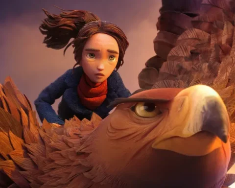 Prue e un'aquila gigante in una scena del film Wildwood – I Segreti Del Bosco Proibito